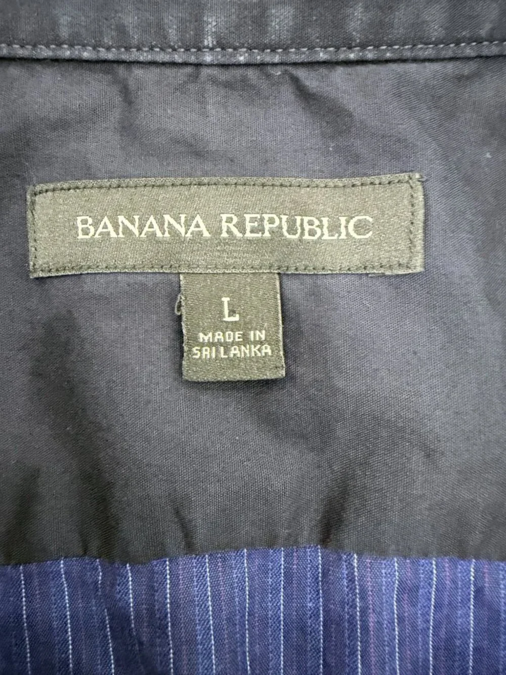 Banana Republic Shirt Mens Large Blue Striped Stretch Button Down Dress Shirt